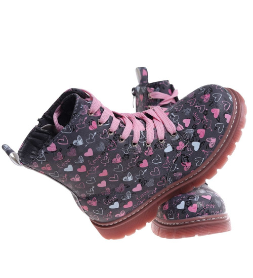 Zimowe czarne dziewczęce trapery z futerkiem /F6-2 18438 T399/