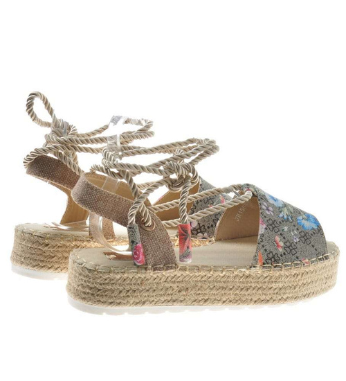 Modne espadryle na platformie Seastar Khaki /E3-2 8884 S500/