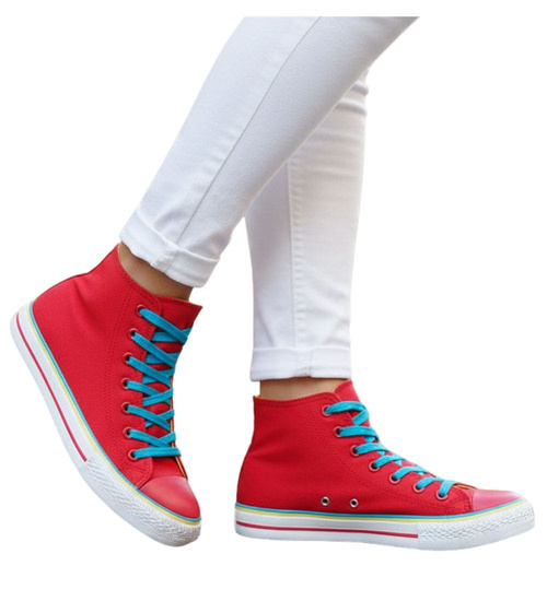 Czerwone trampki z wysoką cholewką /E7-3 7825 S7/