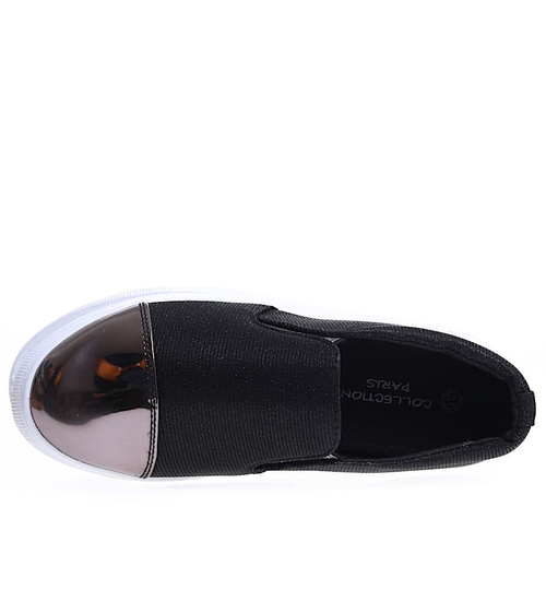 Wsuwane czarne trampki damskie /E10-2 15644 T180/