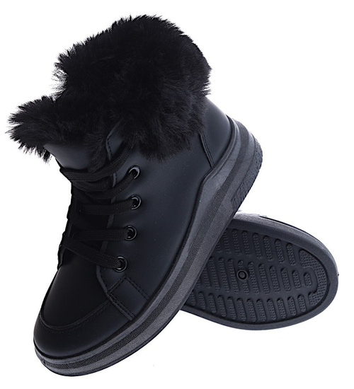 Ocieplane botki jak trampki czarne /A9-2 15027 S394/