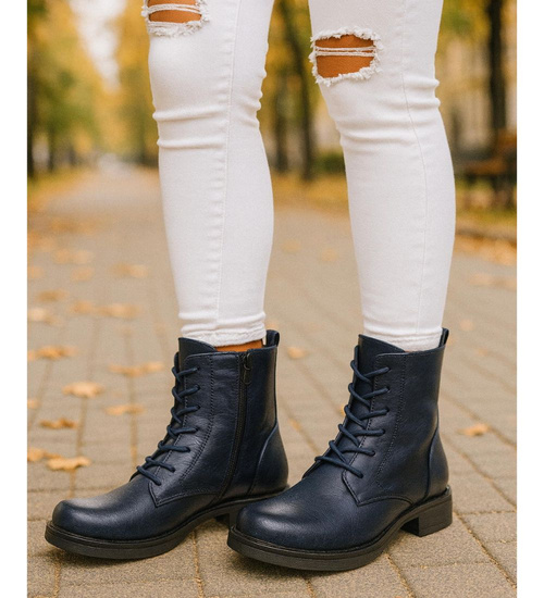 Granatowe botki ocieplane workery damskie /i5-2 h2 18400 W282/