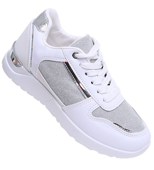 Wiązane białe buty sportowe damskie /G1-3 16066 G283/