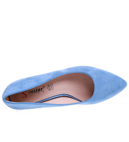 Niebieskie czółenka na niskim obcasie Seastar /D7-2 15646 T343/