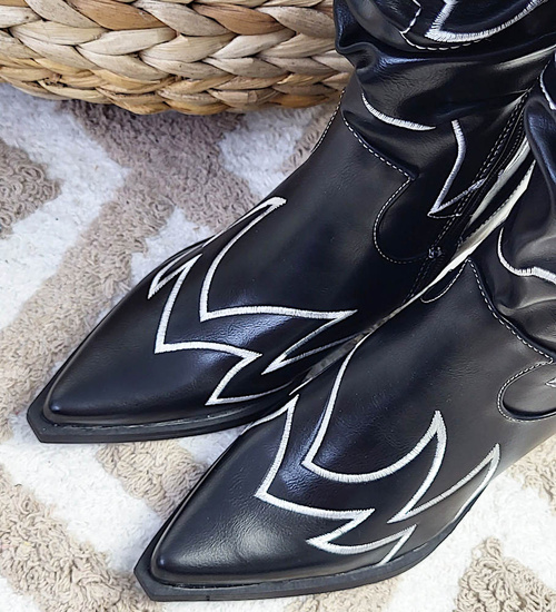 Ocieplane wysokie czarne kozaki kowbojki Seastar /D5-3 15368 T290/