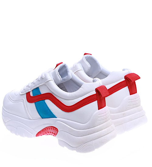 Białe sznurowane buty sportowe /G13-2 14261 T291/