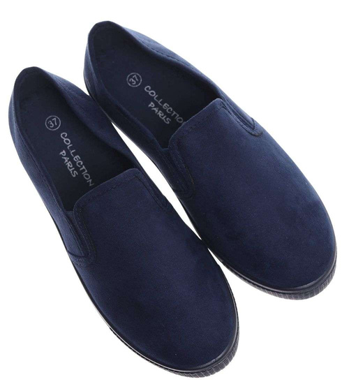 Wsuwane granatowe tenisówki z tkaniny /D9-2 15662 T1/