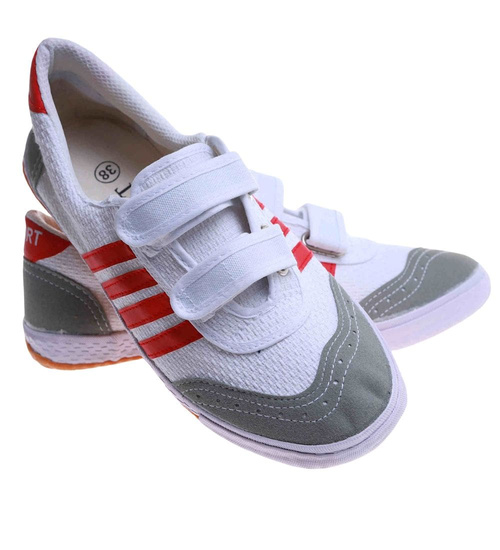 Chłopięce białe trampki halówki na rzep /G9-1+h2 17642 T137/