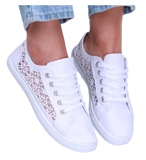 Koronkowe ażurowe białe tenisówki /G12-2 16290 T287/
