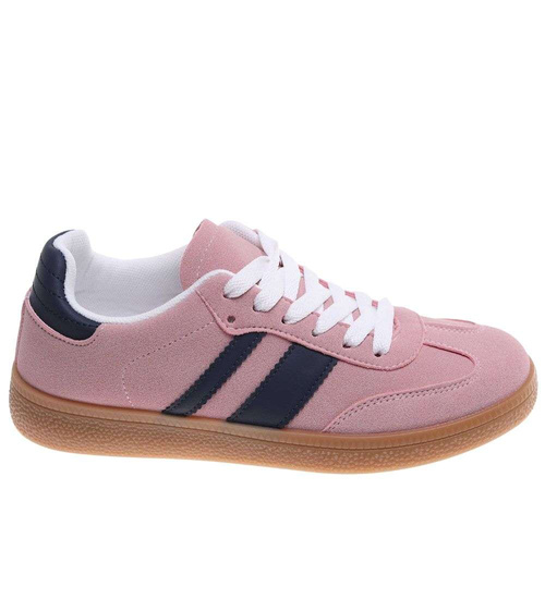 Pastelowe różowe sneakersy damskie /D4-3 18713 T444/