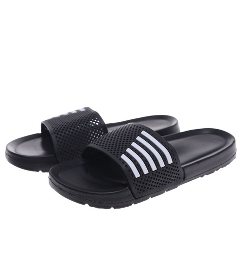 Klapki damskie na basen wodoodporne czarne ażurowe /F7-1 18638 T187/