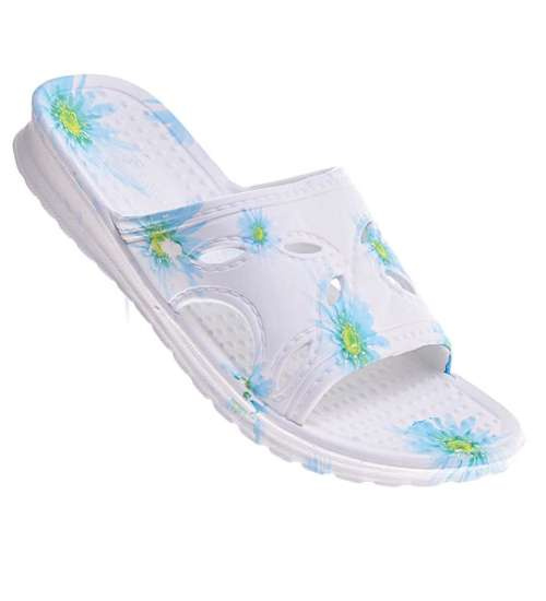 Biało zielono żółte damskie klapki na basen /A2-1 11697 T191/ Biało zielono żółte damskie klapki na basen /A2-1 11697 T191/