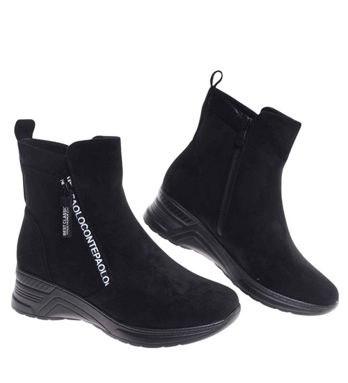Zimowe sportowe botki damskie czarne /A3-1 18541 W482/
