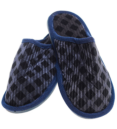 Granatowe kapcie chłopięce z miękkiego materiału /G9-1 16185 T00-3/