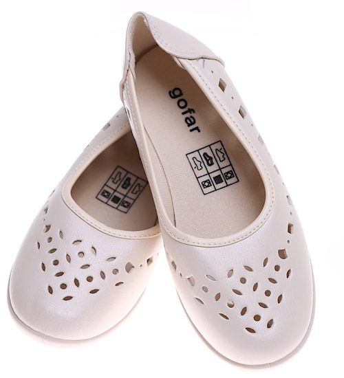 Beżowe ażurowe półbuty damskie /G12-3 16208 T102/