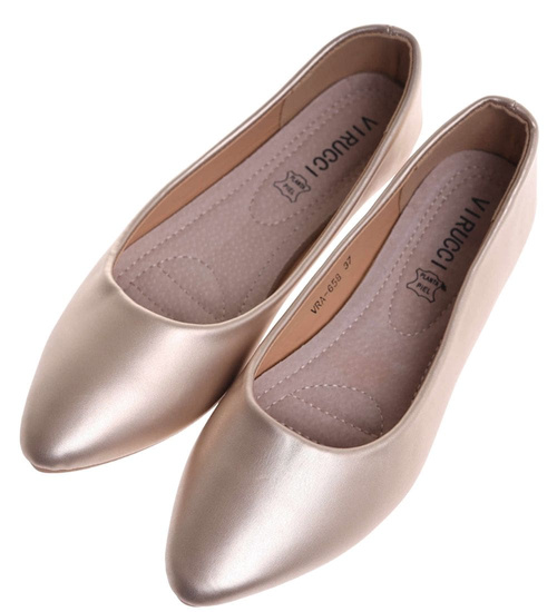 Złote baleriny damskie gładkie /i6-1 18625 W55/