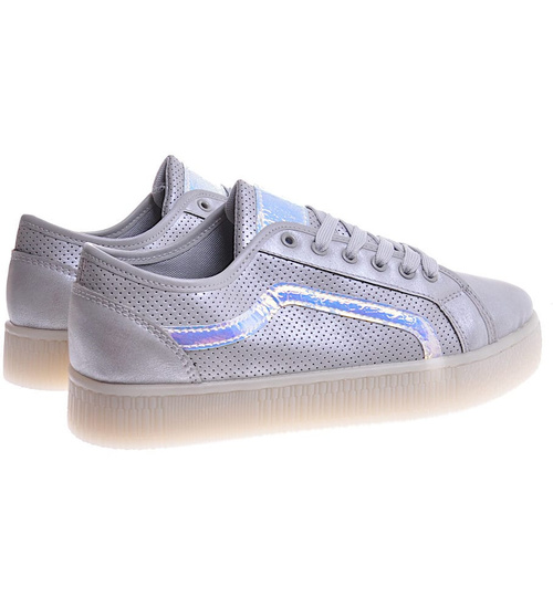 Srebrne trampki creepersy na platformie /F7-3 10818 S198/