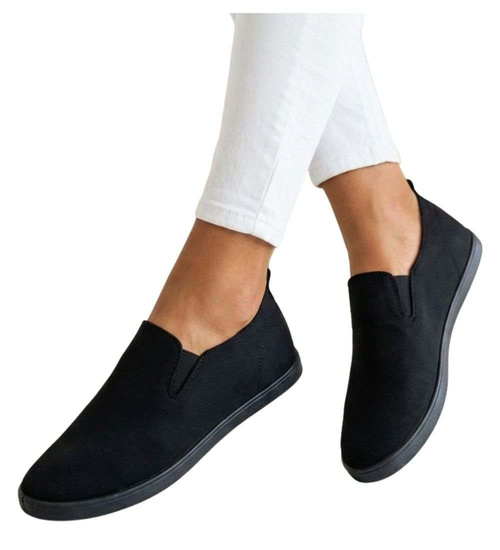 Wsuwane czarne tenisówki slip on /A5-2 18676 T242/