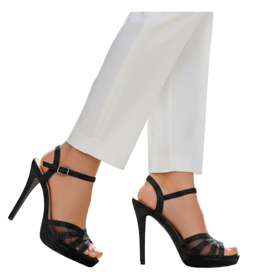 Czarne damskie sandały na obcasie /C1-2 16071 G293/