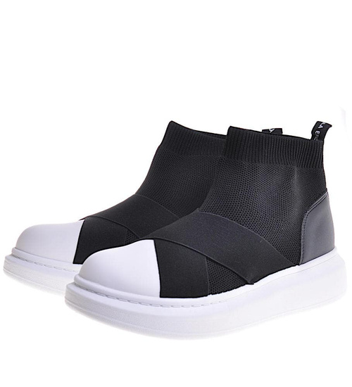 Wsuwane czarne trampki na platformie /D2-3 12358 S291/