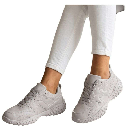 Szare sneakersy damskie sznurowane buty sportowe /D8-1 18709 T152/