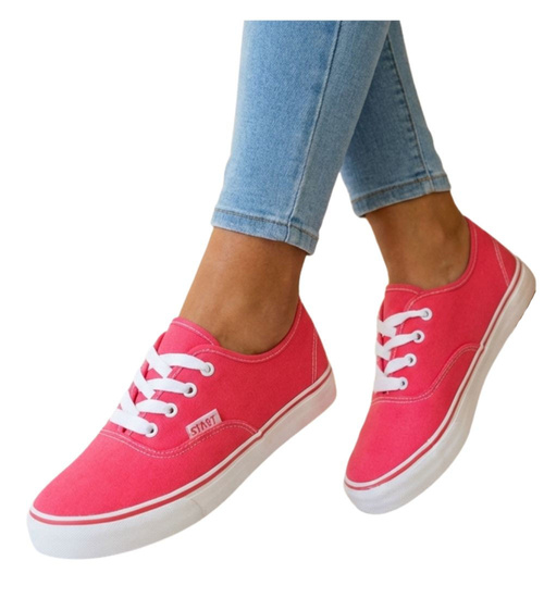 Różowe niskie tenisówki damskie z tkaniny /D5-2 H2 16192 G056/