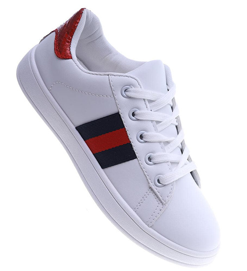 Wiązane białe trampki damskie /G13-3 14011 S291/