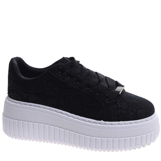 Czarne koronkowe trampki na platformie Seastar /G4-2 17409 S499/