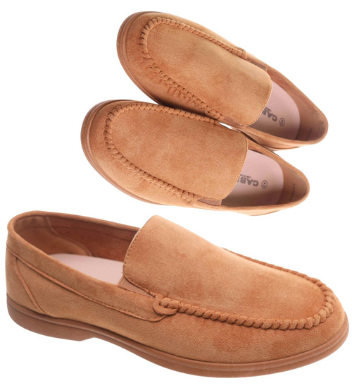Buty męskie wsuwane karmelowe mokasyny /B2-3 17827 T288/