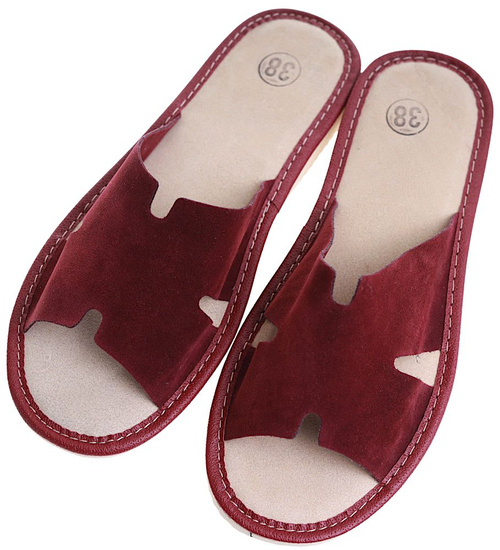 Skórzane domowe klapki kapcie fioletowe /G2-1 13380 S194/