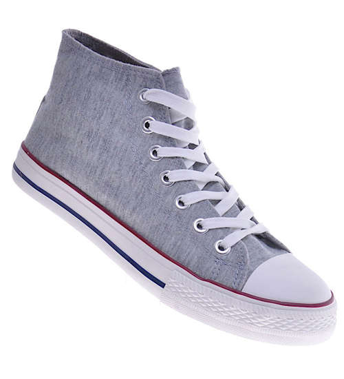 Szare wysokie trampki męskie z tkaniny /F9-2 11183 T194/ Szare wysokie trampki męskie z tkaniny /F9-2 11183 T194/