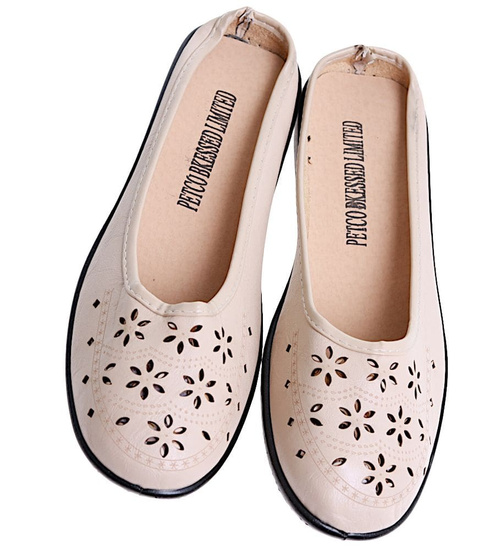 Ażurowe beżowe klapki z krytymi noskami /H2 B2-1 16096 T094/