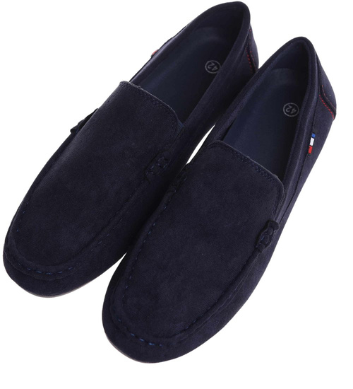 Granatowe wsuwane mokasyny półbuty /G10-3 18063 T386 +H2/