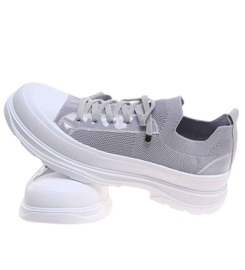 Szare trampki na platformie wsuwane /E10-3 18723 T7/