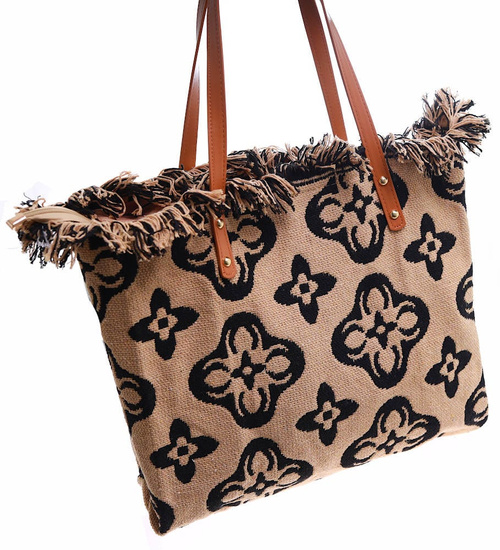 Duża parciana torba torebka Shopper Bag Cappucino /H2-K18 TB544 M433/