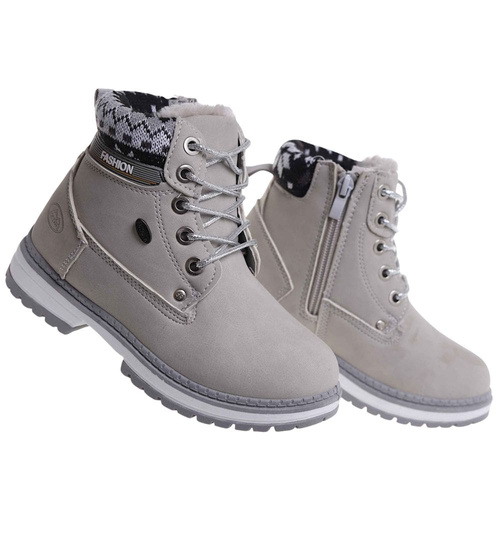 Ocieplane szare botki trapery dziewczęce /G1-2 18294 T384/