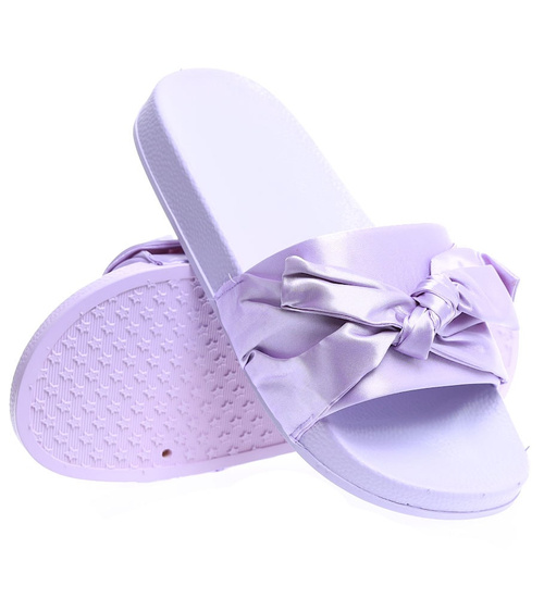 Fioletowe klapki damskie z kokardą /D6-2 4196 S099/