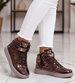Wiązane brązowe sneakersy z wysoką cholewką /G5-3 14720 T282/