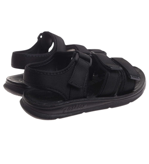 Czarne chłopięce sandały na rzepy /G7-2 17895 T155/