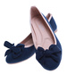 Granatowe zamszowe balerinki z kokardką /E3-2 13443 T191/