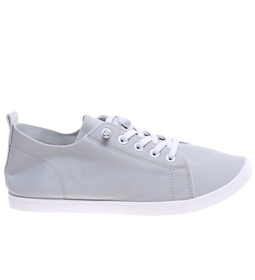 Szare sznurowane trampki damskie /B6-2 16215 T238/