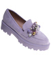 Fioletowe półbuty loafersy na platformie z kamieniami /B3-2 18485 T203/