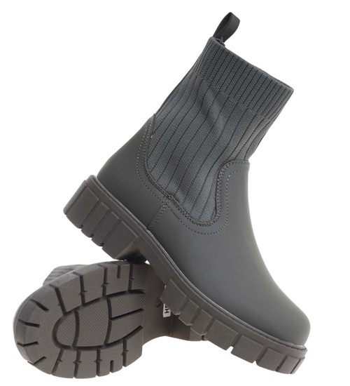 Botki dziewczęce wsuwane oliwkowe ocieplane /F7-3 18367 T188