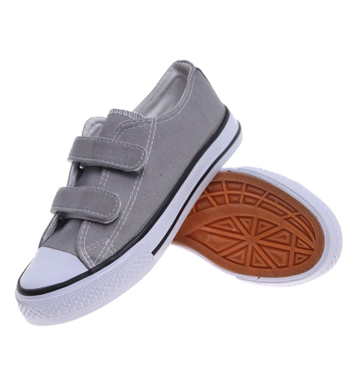 Szare tenisówki dla dziewczynki na rzepy /G2-2 18635 T286/