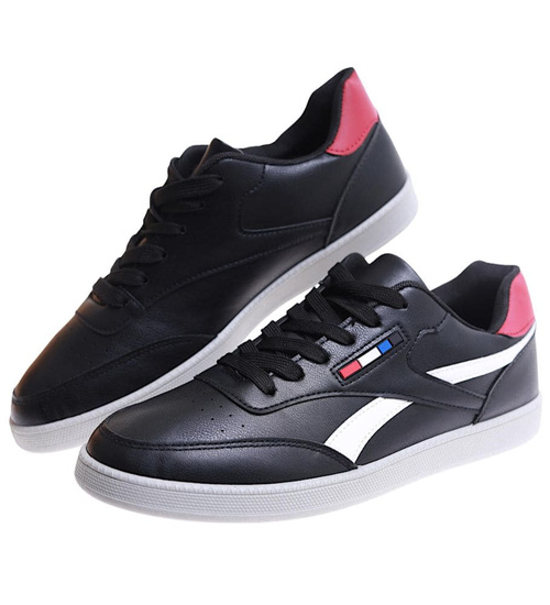 Sznurowane czarne trampki męskie /D1-2 18147 T226/