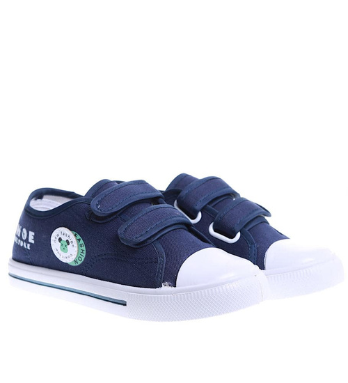 Dziecięce grananatowe tenisówki na rzepy /B8-2 15426 T223/