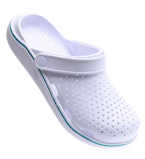 Kryte białe klapki na basen /E10-1 15521 S192/