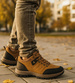 Grubo ocieplone wiązane buty trekkingowe Karmelowe /D9-3 18451 T582/