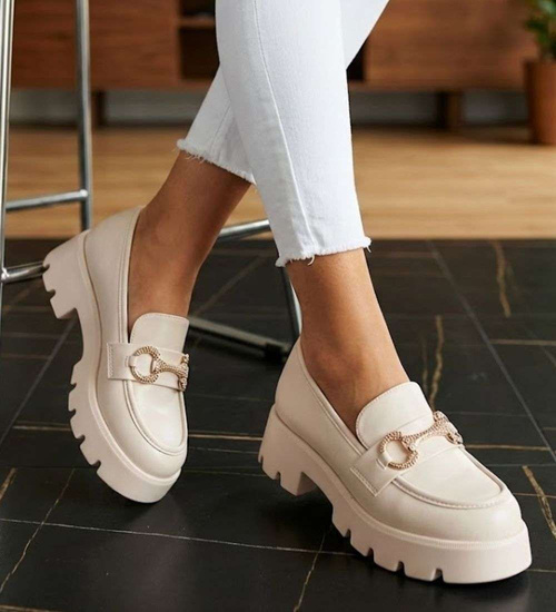 Wiosenne półbuty mokasyny na platformie /F9-1 14641 T620/