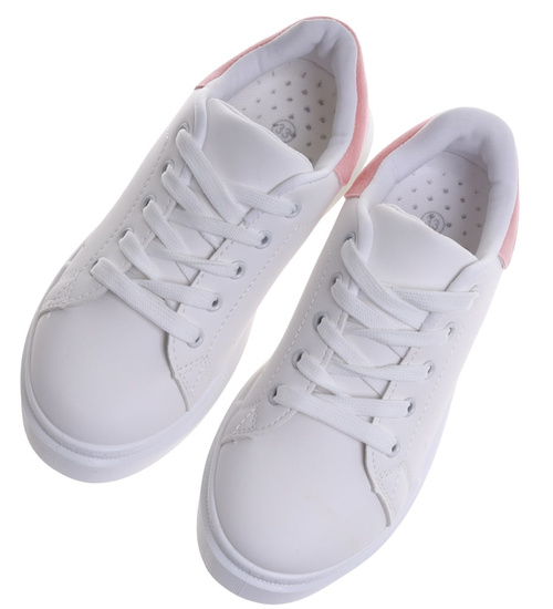 Dziewczęce białe sznurowane trampki /C7-2 16806 T186/